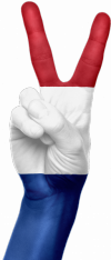 Doigts de la victoire au couleur du drapeau néerlandais