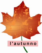 een blad van de herfst met een roze kader en l'autunno in 